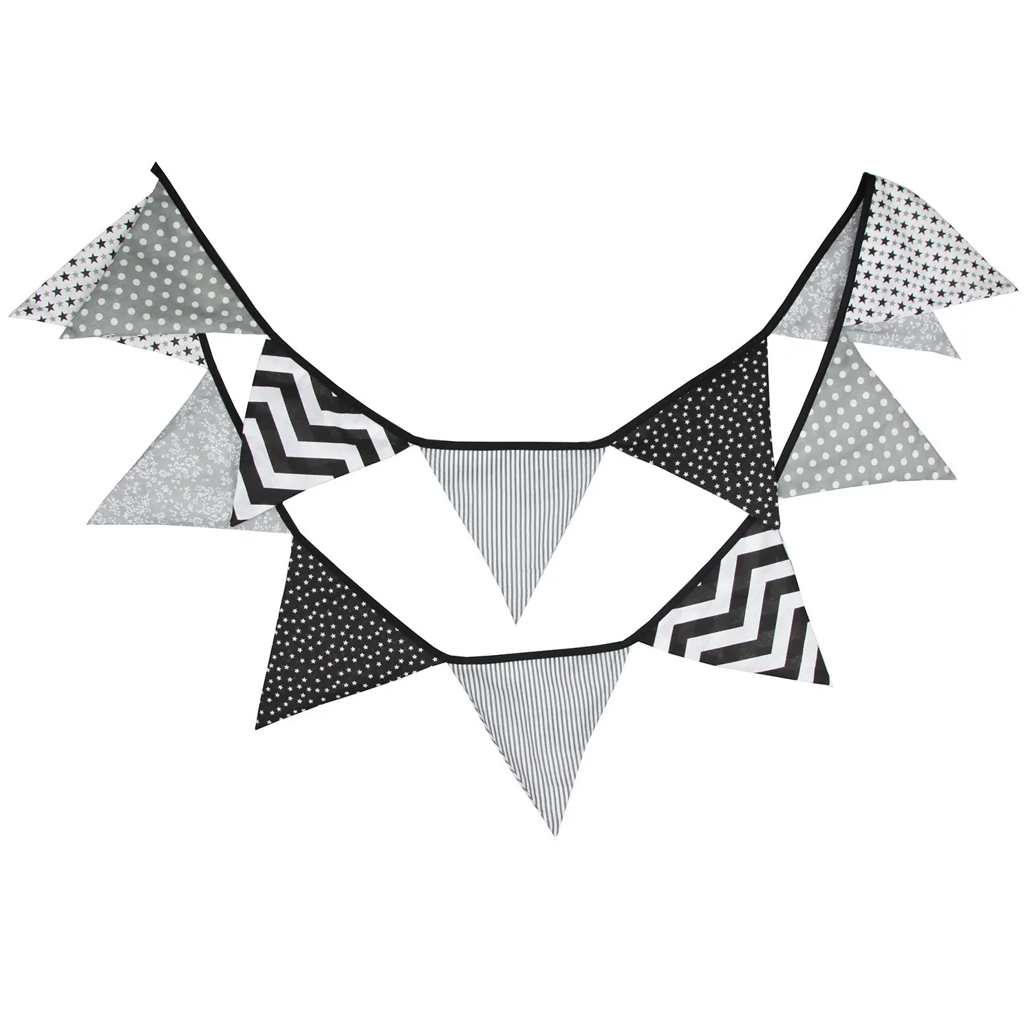 

JIMITU Simple Black-Grey-White Cotton Banner Triangular Flag Tent Flag Baby Photography Background Wedding Party Venue Layout
