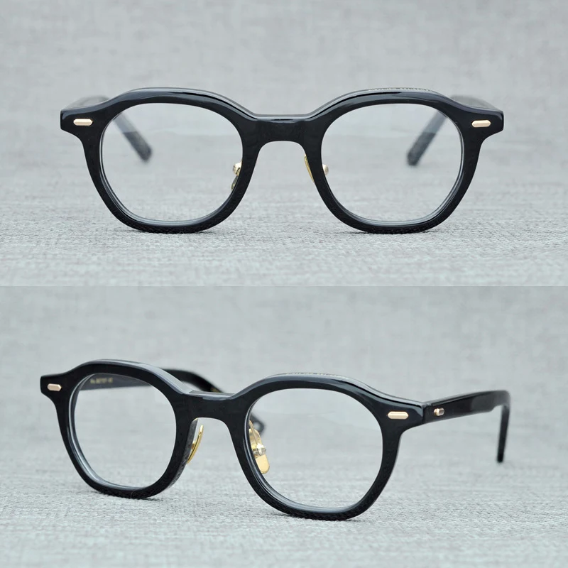 

Retro Round Glasses Frame Men Brand Vintage Irregular Polygon Transparent Prescription Eyeglasses Acetate Men's Spectacle Frames
