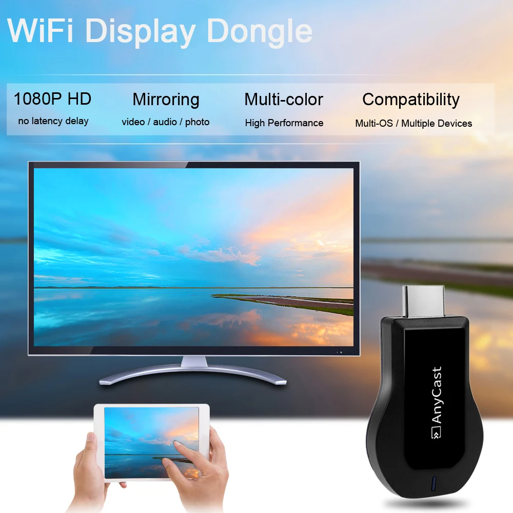 Любой литой беспроводной ключ WiFi Дисплей приемник 1080 P HD tv Stick Miracast Airplay отзеркаливание DLNA для Android tv Mini tv