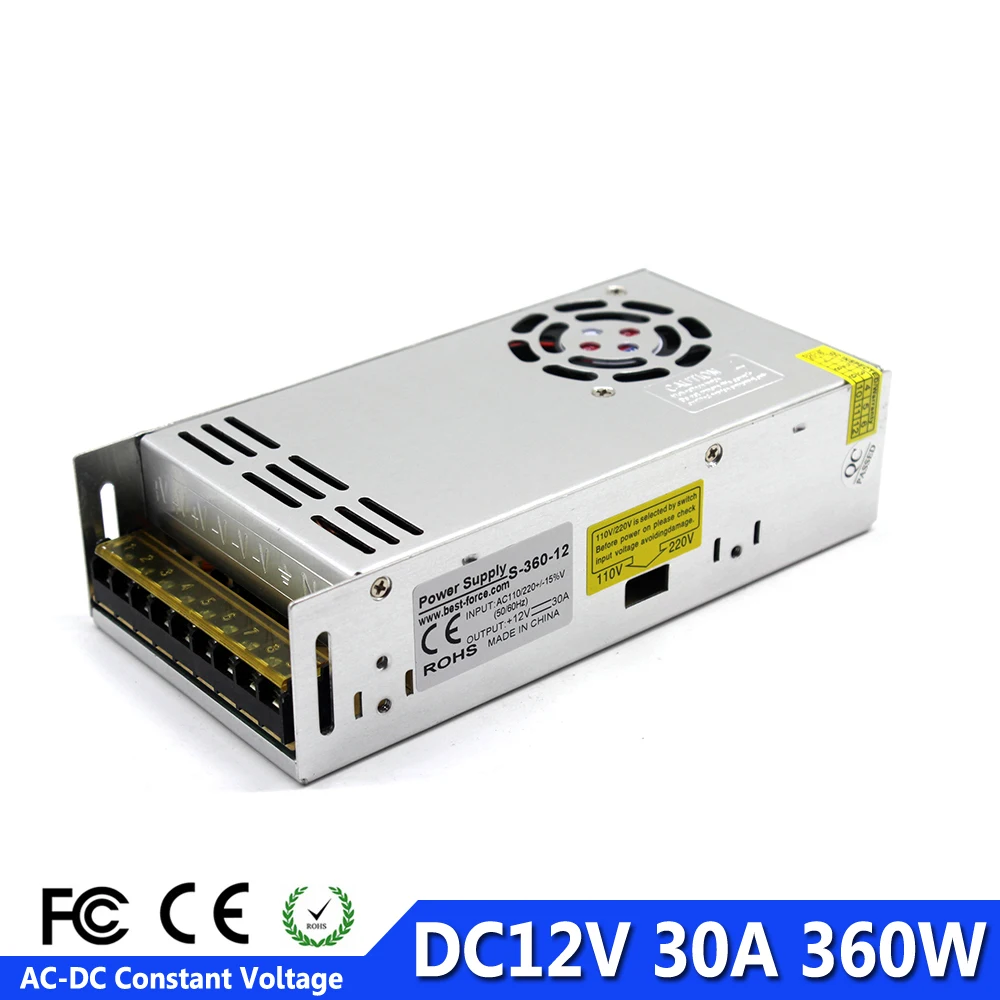 

360W 12V 30A Single Output Switching power supply Led Transformer 110V 220V AC-DC 12V Power Adapter For Light Lamp CCTV Monitor
