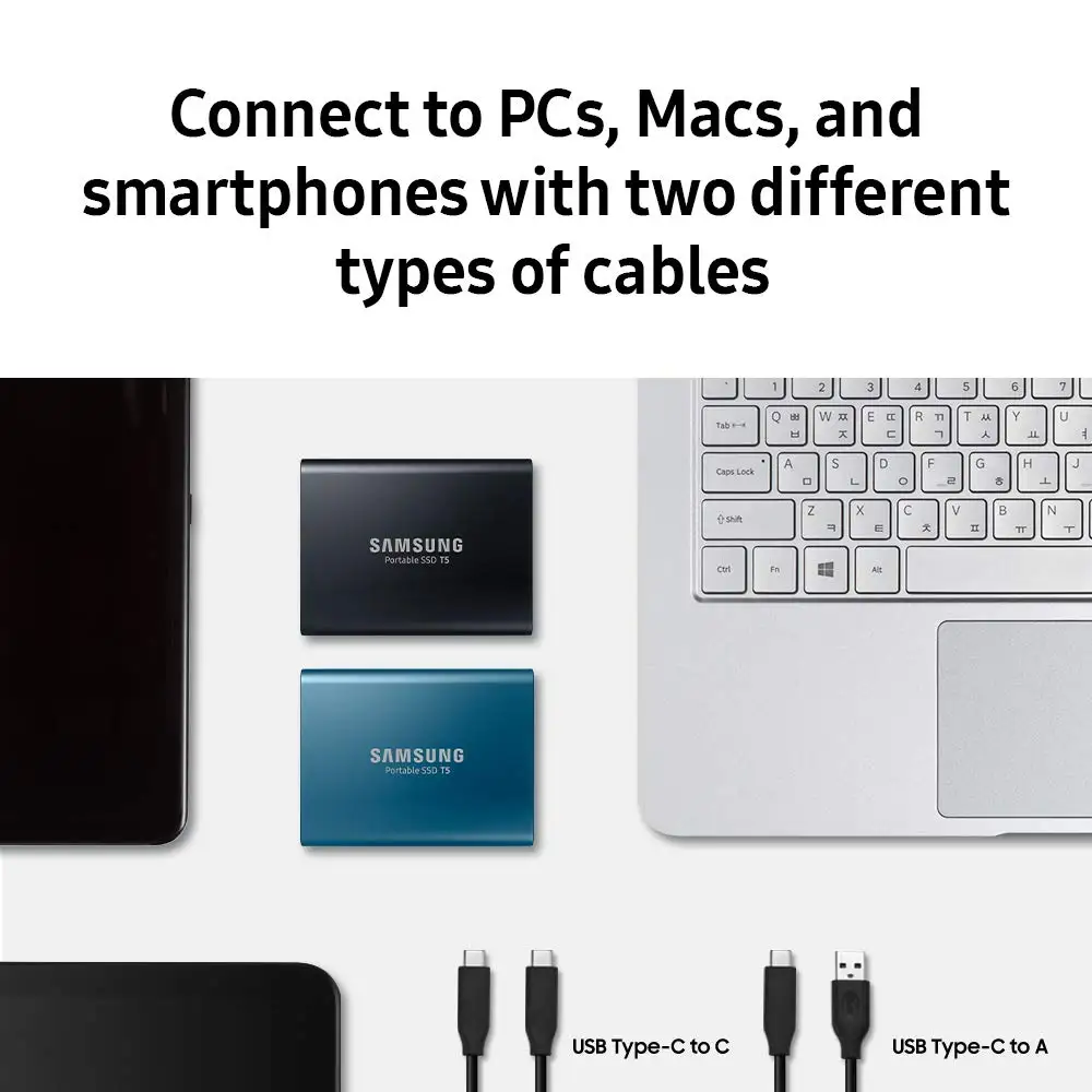 Портативный SSD SAMSUNG T5 500 Гб USB3.1 Gen2 и обратная совместимость с ПК внешний