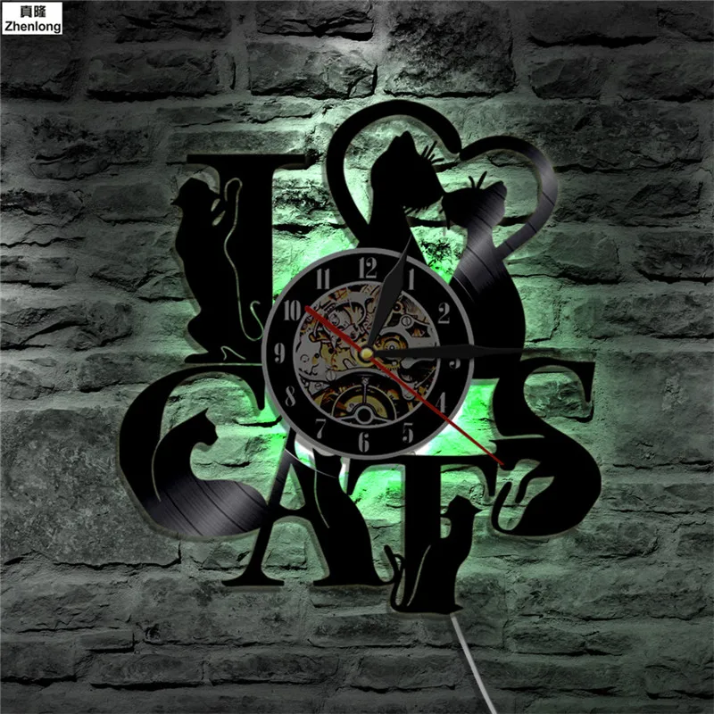 2018 New I Love Cats CD Vinyl LED Lighting Wall Clock Interior Art Decoration Vintage 3D Hanging Wall Art Vinyl Light Great Gift 2018 New I Love Cats CD Vinyl LED Lighting Wall Clock Interior Art Decoration Vintage 3D Hanging Wall Art Vinyl Light Great Gift