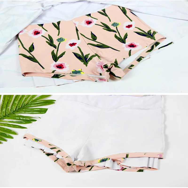 10New Style Two Piece Swimsuit Flower Print Red Sexy Women Swimwear Bathing Costume Vacation Slim Swimming Clothing For Teen Girls