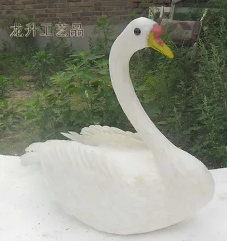 

big simulation swan toy Foam and feathers yellow mouth Swan props gift about 66x25x75cm 1598