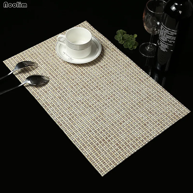 

4Pcs/lot PVC Placemats Kitchen Table Mats Dining Bowl Plate Pad Napkin Table Cloth Coasters Rectangle Waterproof Tableware