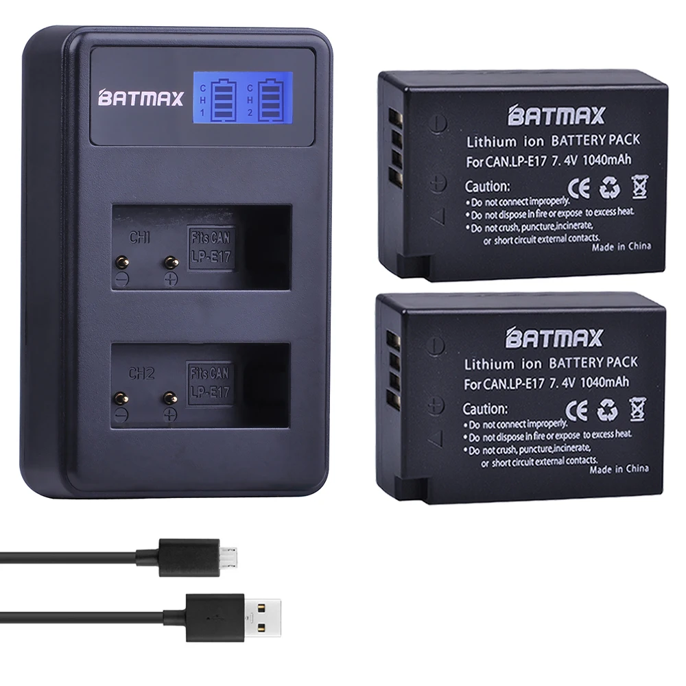 2X 1040 мА/ч LP-E17 LP E17 Камера Батарея + ЖК-дисплей Dual USB Зарядное устройство для