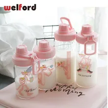 Welford коробка герметичность чашки бутылка для воды пить прямо стекло посуда напитков сок стаканы ручка питьевой Tumblers