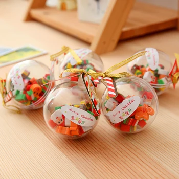 20 PCS/ball Christmas gift Santa Snowman Eraser with Transparent Packaging Ball Pencil Writing Eraser Stationery Gift For Kids smkj e1hq christmas colored hair ball decorative snowman ornaments 10 pcs