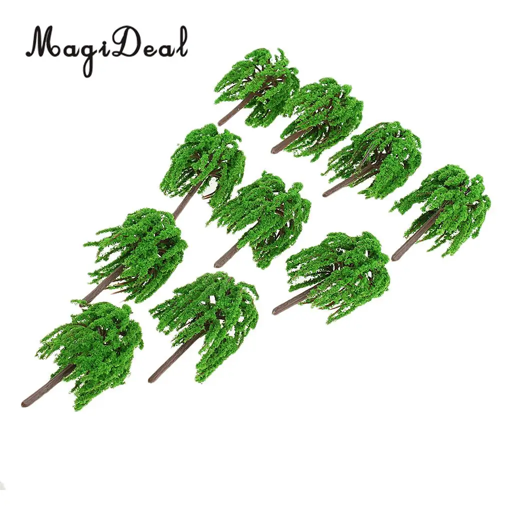 10Pcs/Lot 1/150 Model Trees Train Railroad Railway Diorama Wargame Park Village Countryside Scenery N Scale 63mm