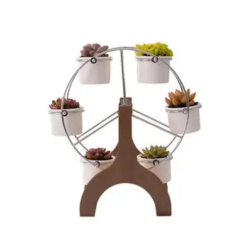 

Simple White Set Succulent Plant Pot Cactus Plant Pot Innovative Ferris Wheel Shape Ceramic Basin Flower Pot