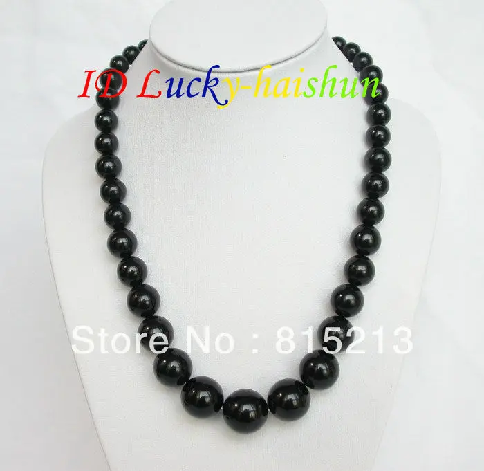 

ddh0049 GRADUATED 100% NATURAL 8-14MM ROUND BLACK CORAL NECKLACE