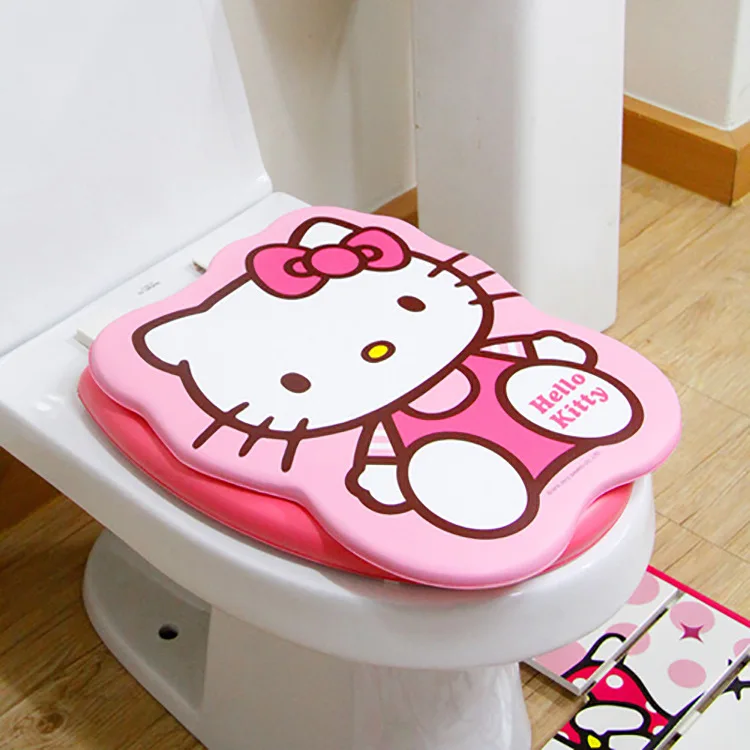 Genuine Hello Kitty Toilet Seat Cover Geketi Cat Covers Set Pink Cute O Shape 35.5*43cm