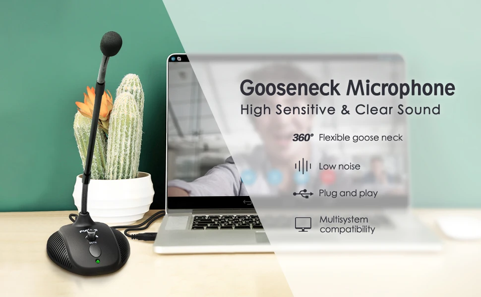 Микрофон FIFINE Gooseneck для обучения в классной комнате онлайн-встречи видео соцприложение USB костюм для ПК ноутбука регулируемая высота