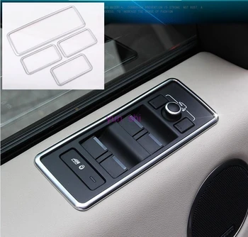 

4 pcs ABS chrome Car Window Glasses Lifter Button Decoration Frame Stickers car-styling For Land Rover Discovery 5 Accessories