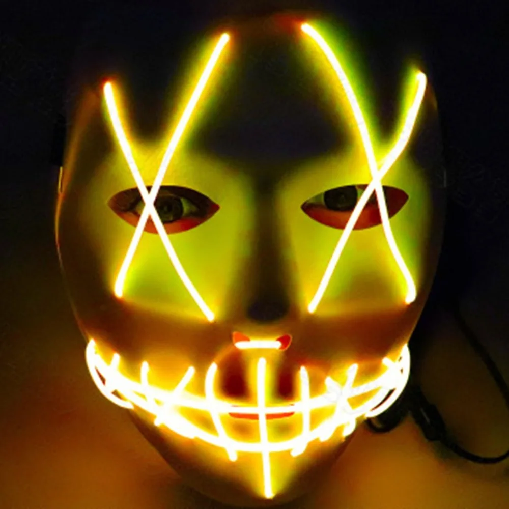 Хэллоуин светодио дный маска светящаяся страшная маска светящаяся Косплей Маска ужасов светящаяся в темноте для фестиваля музыкальная