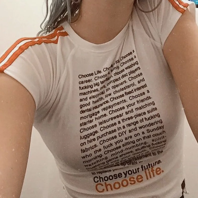 

U-SWEAR Large size fashion summer women's tops new round neck Slim cotton letter printing T-shirt women Casual