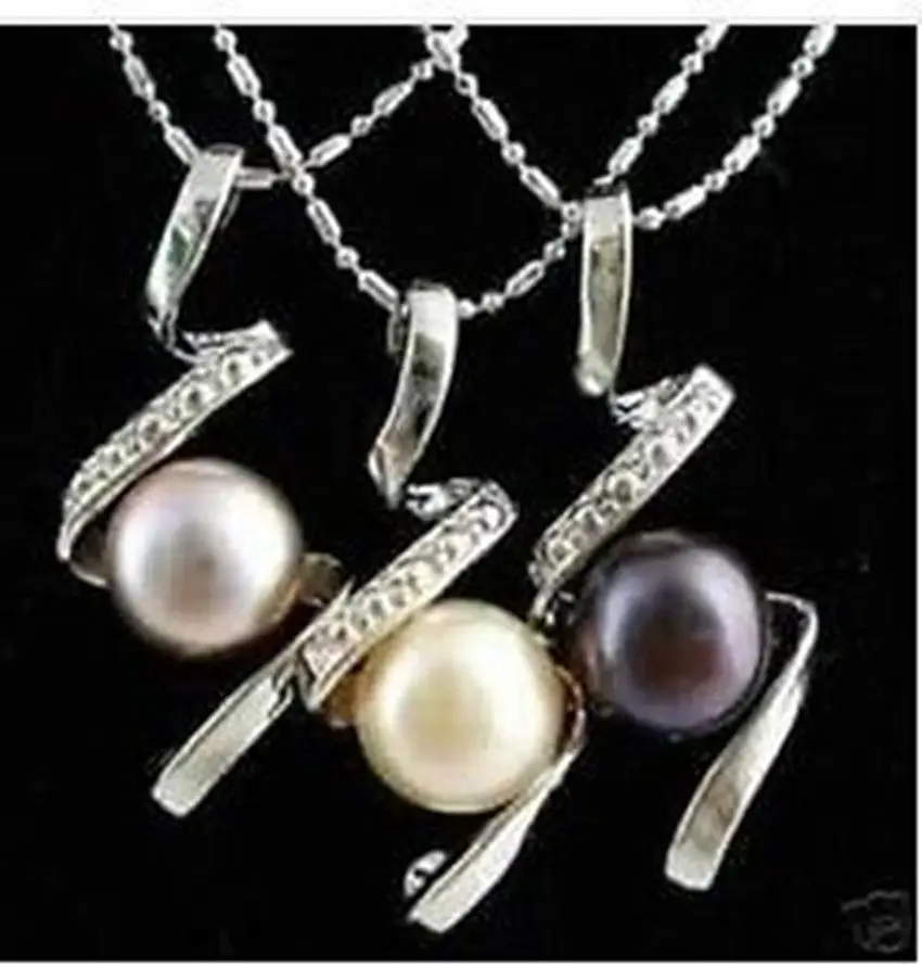 

Hot sale new Style >>>>>3 PCS Black Purple White Pearl Pendants Necklace