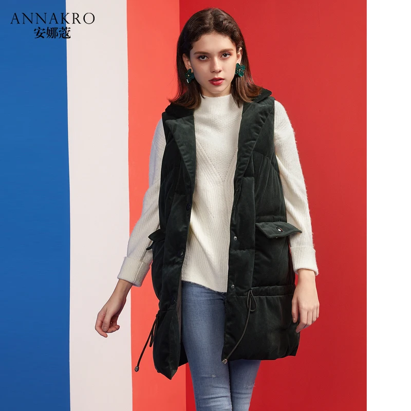 Female down vest long winter white duck down long section 2018 new