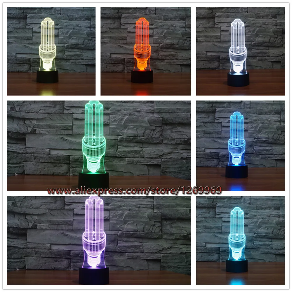 Hot Sale Fashion 3D Illusion light bulb Shape LED Lamp Night Lamp Bedroom Party Home Decor