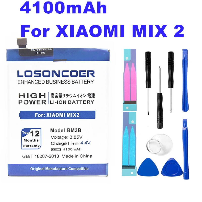 

LOSONCOER 4100mAh BM3B Good Quality Battery For Xiaomi Mi Mix 2 II 5.99" MIX2 MIX2S Battery