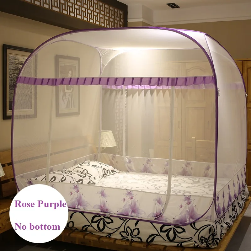 Purple No-Bottom Zanzariera Новинка Круглый Кружевной занавес Купол кровать навес сетка принцесса москитная сетка разные цвета - Цвет: Purple No-Bottom