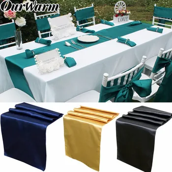 

OurWarm 30x275cm Modern Simple Satin Table Runners Cover Table Decoration Wedding Party Table Runner Cloth 15 Colors For Home