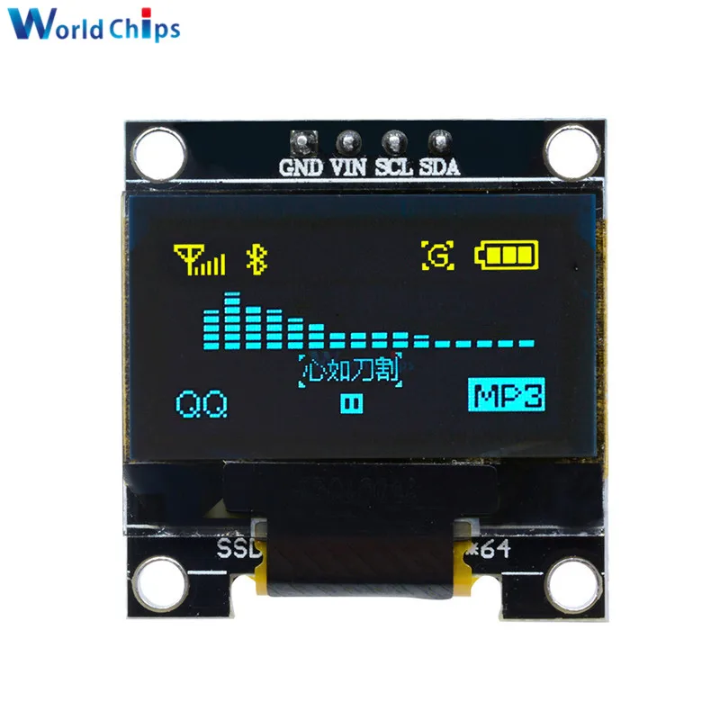 0,9" 0,96 дюймов 128X64 IEC SSD1306 12864 плата с ЖК-экраном IIC последовательный желтый синий/белый oled-дисплей модуль для Arduino