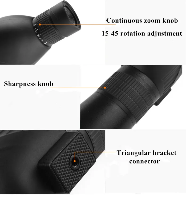 15-45X60 телескоп зум Монокуляр мощность Зрительная труба Birdwatch и универсальный адаптер для телефона крепление водонепроницаемый охота с штативом