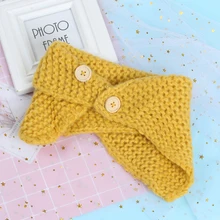 1 шт., Модная вязаная манишка для мальчиков и девочек, зимний шарф, накидка, воротник, шаль на пуговицах, ручная работа, Вязаная Шерсть, шейные шарфы