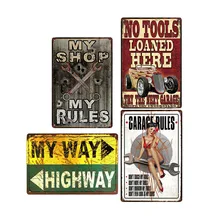 Доска Металл Винтаж "Garage Rules" настенный Декор Ретро Жестяная Табличка со знаком декоративная тарелка домашний декор 20x30 см