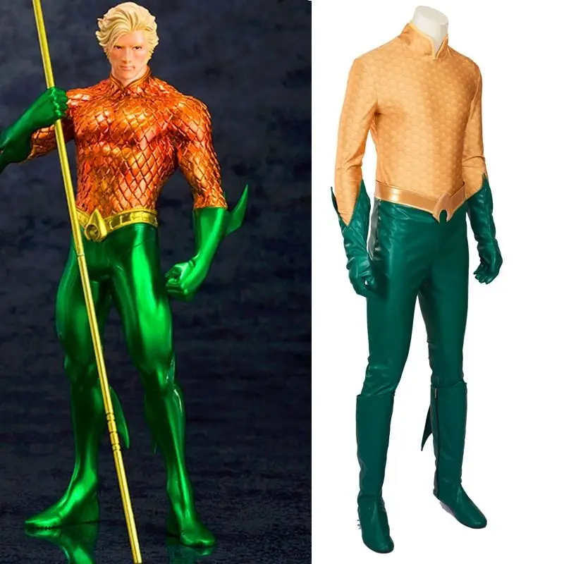 

2017 New Aquaman Superhero Avengers Cosplay Costume Hallowmas pants/coat/gloves/shoes High High Quality
