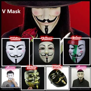 

Halloween Scary Movies V for Vendetta Mask Guy Fawkes Anonymous Halloween Masks Fancy Dress Costume 5 Colors Mascara For Choice