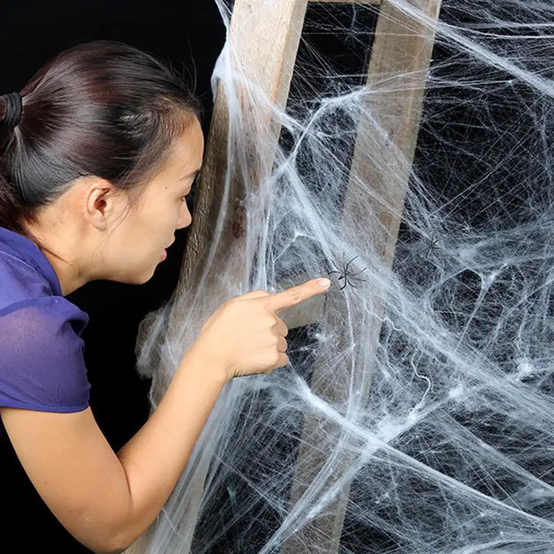 

YK-9968 Halloween decorations haunted house party simulation cobweb with 2 spiders
