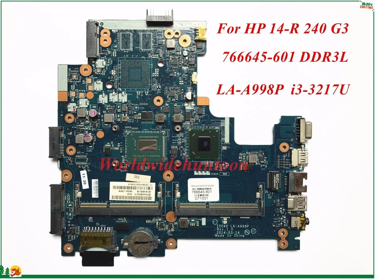 High Quality Motherboard 601 For Hp 14 R 240 G3 Laptop Motherboard Zso40 La 98p Sr0n9 I3 3217u Ddr3l 100 Tested Aliexpress