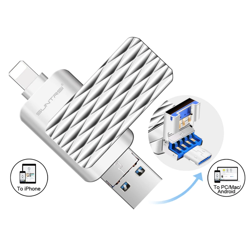Suntrsi OTG USB флеш-накопитель 16 ГБ 32 для iPhone 7/7 Plus/6/6 s Plus/5/смартфон высокоскоростной USB2.0