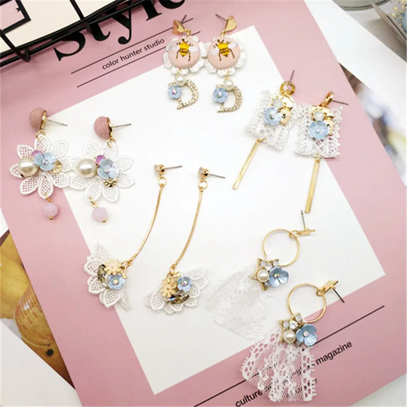 Korean Handmade Lace Flower Ribbon Embroidery Bees Princess Woman