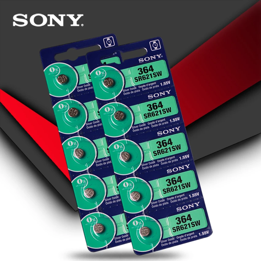 10 шт. Новинка sony 100% оригинал 364 SR621SW V364 SR60 SR621 AG1 часы батарея Кнопка монетница