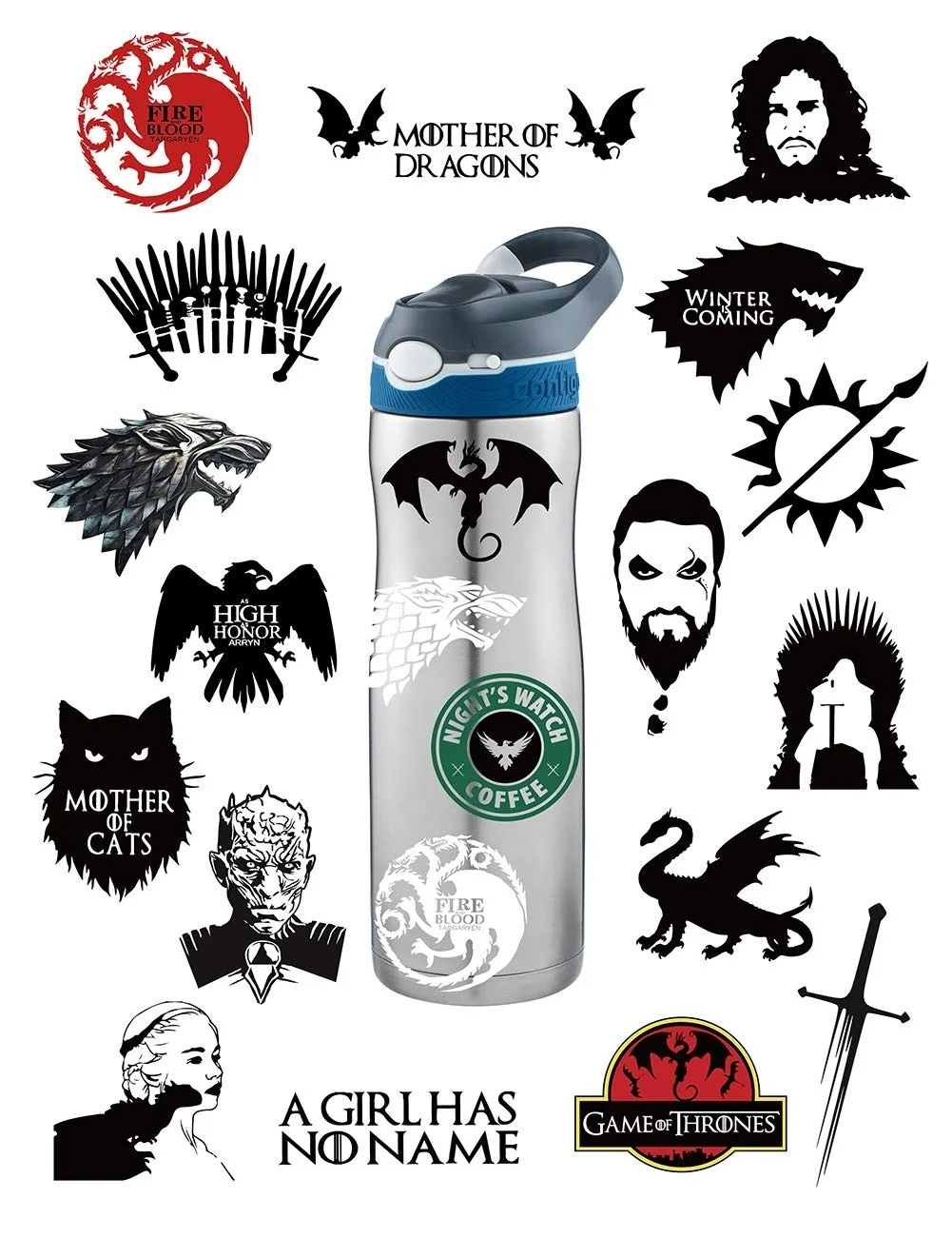

For 21pcs Game of Thrones Stickers Winter is Coming Fire and Blood Decal Mac Air Pro Retina Laptop Stickers Water Bottles