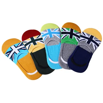 

5 Pairs Men Boat Sock Non-slip Invisible Novelty British Style Flag Men Sock Slippers Summer Breathable Deodorant Cotton Meias