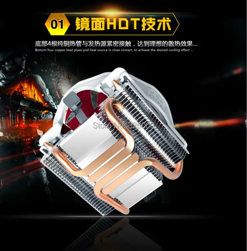 PcCooler Q127 V6 4pin ШИМ 12 см вентилятор 4 тепловых трубки охлаждения процессора для Intel LGA1151 1150 775 115X1366 2011 для компьютера AMD радиатор