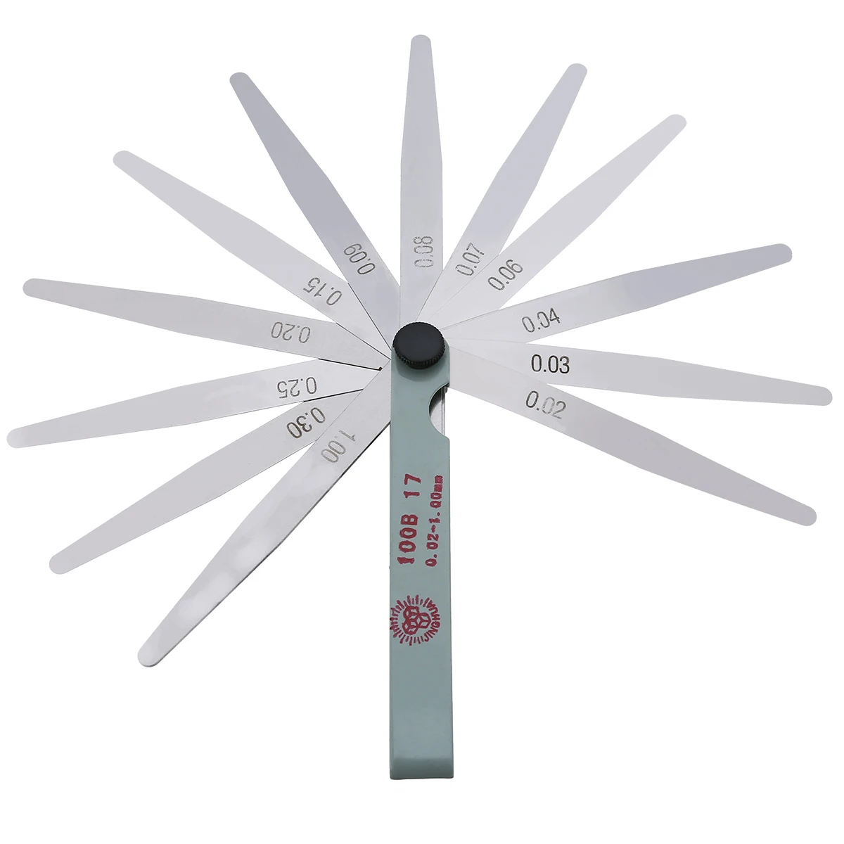  Mayitr 17 Blade Metric Feeler Gauge Gap Filler 0.02-1.00mm Thickness Measurement Layout Tool 100mm