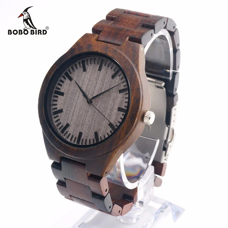 BOBO BIRD Antique Unique Design Men watches Wooden Quartz Wrist Watch with Full Wood Band in Gift Box relojes hombre custom logo
