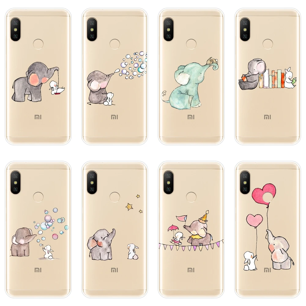 Мягкий чехол для телефона Xiaomi MI A1 A2 Lite Mi5 Mi6 Mi8 силиконовый со слоном задней панели