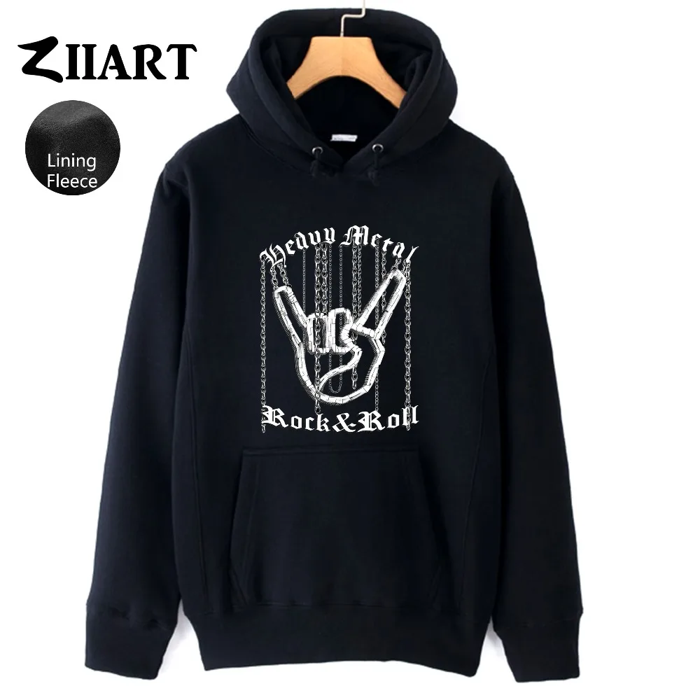 

Chain Hand Gesture Heavy Metal Rock N Roll Corna Devil's Horns Couple Clothes Autumn Winter Fleece Girls Woman Hoodies ZIIART