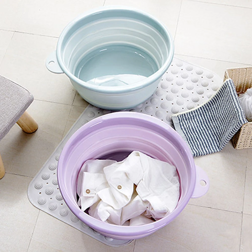 

Portable Camping Outdoor Collapsible Wash Basin Tub Laundry Basket Washbowl Kitchen Dish Pan Washbasin with Hanging Hook