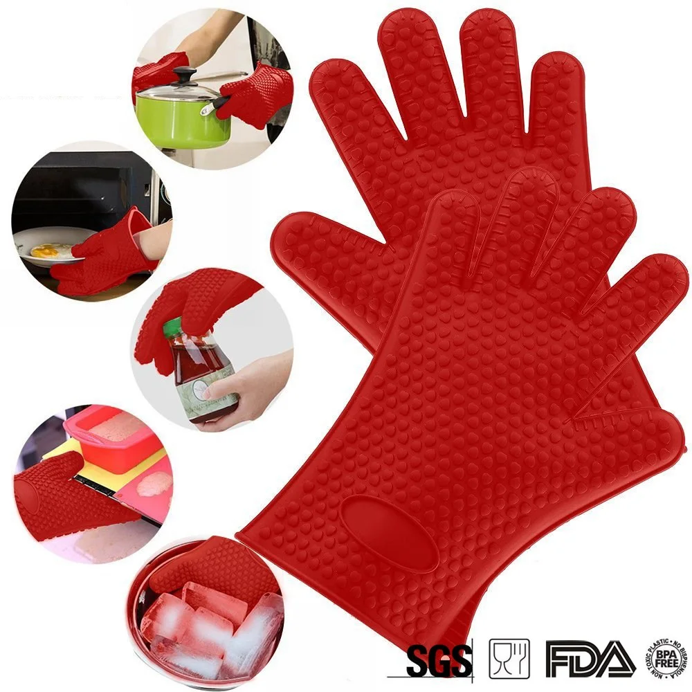

1pcs Silicone gloves Thicken Insulation gloves BBQ barbecue gloves Anti-scalding gloves