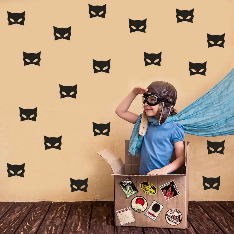 

28 PCS DIY Bat Masks Pattern Art Mural Decals Kids Bedroom Cool Wall Stickers Removable Special Modern Adhesive Decals SYY123