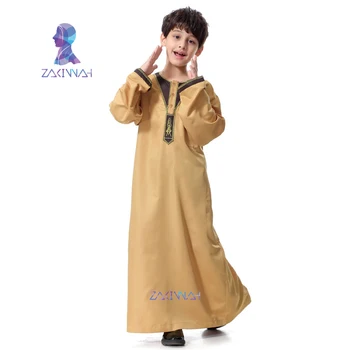 Arab Middle Eastern Boy's Islamic Clothing Mens Muslim robe Muslim Thobe Kids Abaya Embroidery Arabic Boy Clothing