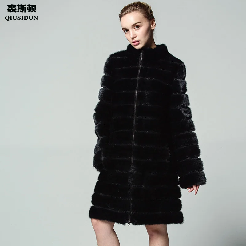 Шуба женская QIUSIDUN черная шуба из меха норки|mink fur coat|mink coat furfur mink coats |