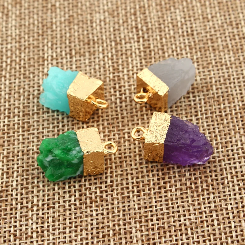 

2pcs Bohemia Irregular Resin Necklace Pendant Charms Vintage Earrings Base Findings For Women Small Jewelry Making Xmas Gifts